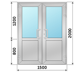 Двухстворчатая дверь со стеклом Provedal 1500x2000